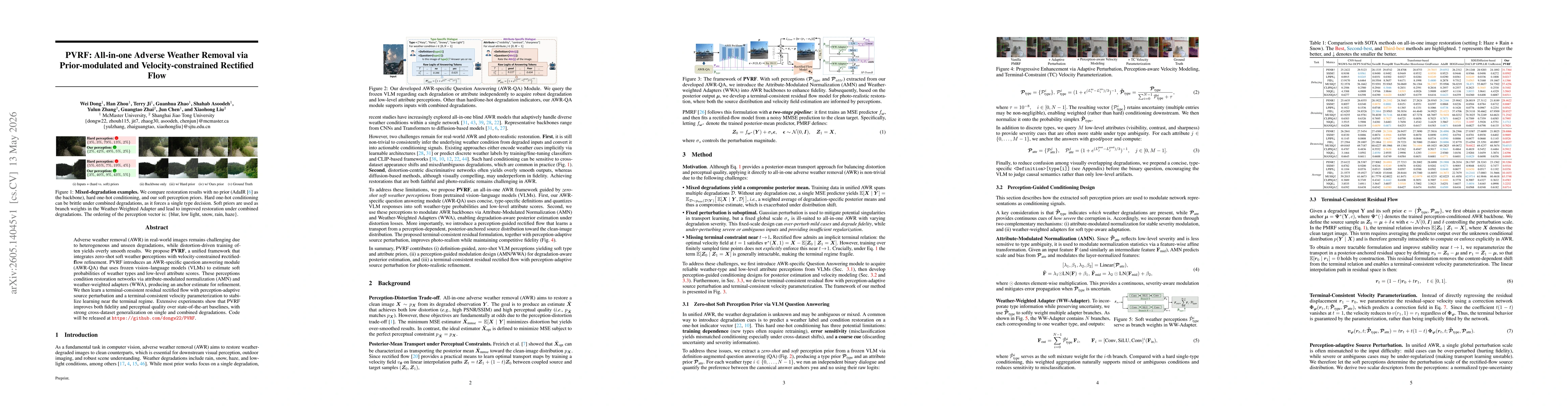 Thumbnail for PVRF: All-in-one Adverse Weather Removal via Prior-modulated and Velocity-constrained Rectified Flow