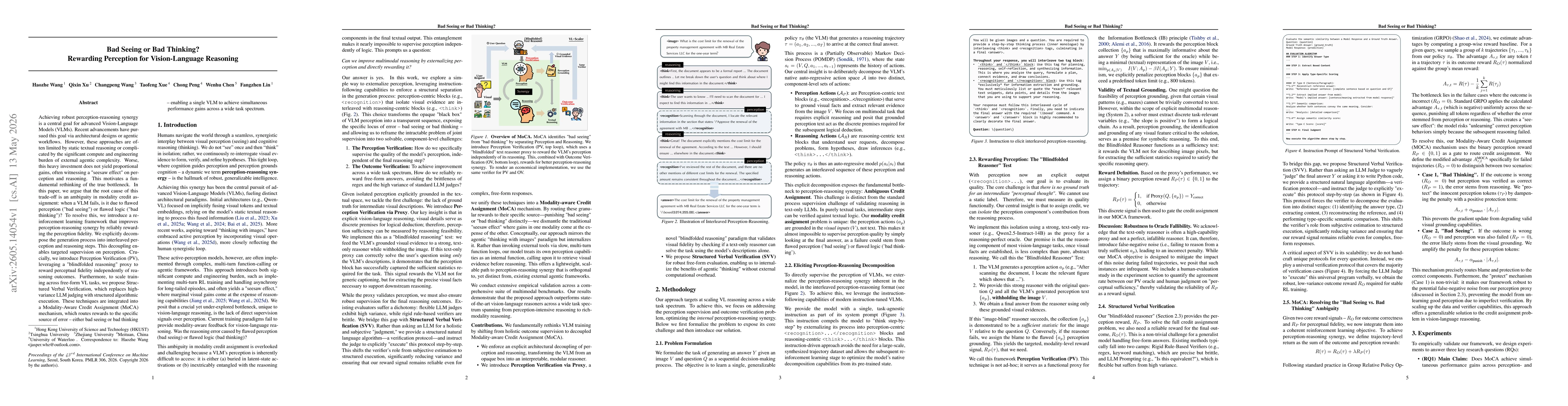 Thumbnail for Bad Seeing or Bad Thinking? Rewarding Perception for Vision-Language Reasoning