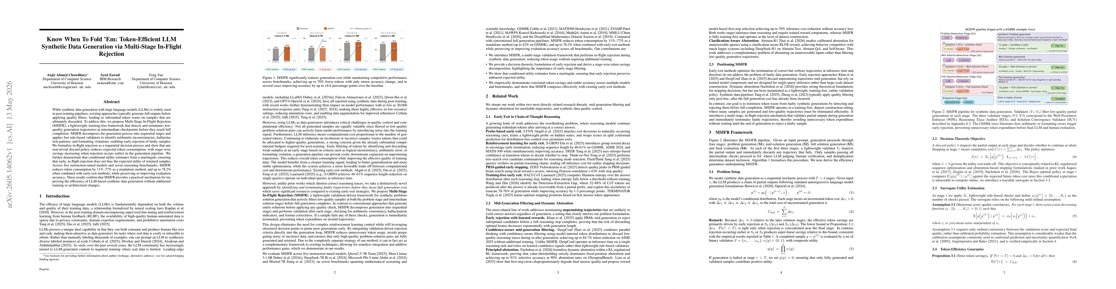 Thumbnail for Know When To Fold 'Em: Token-Efficient LLM Synthetic Data Generation via Multi-Stage In-Flight Rejection