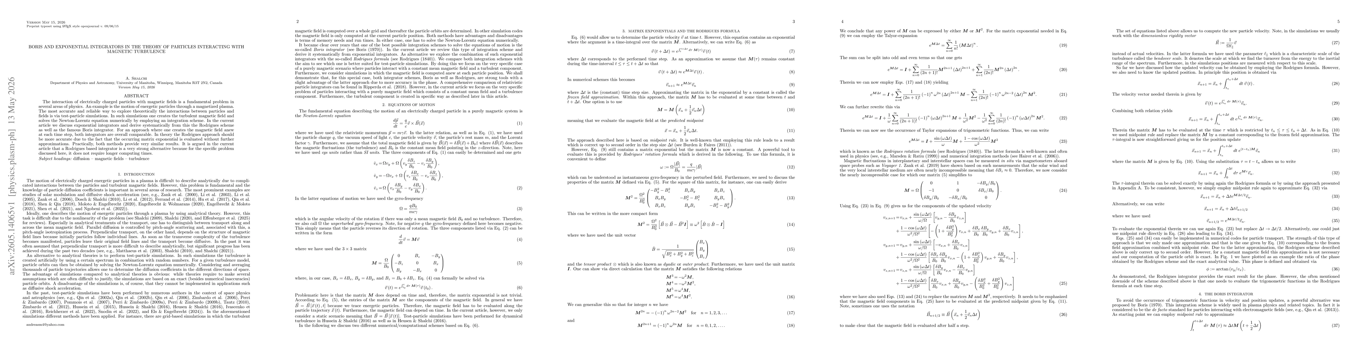 Thumbnail for Boris and Exponential Integrators in the Theory of Particles Interacting with Magnetic Turbulence