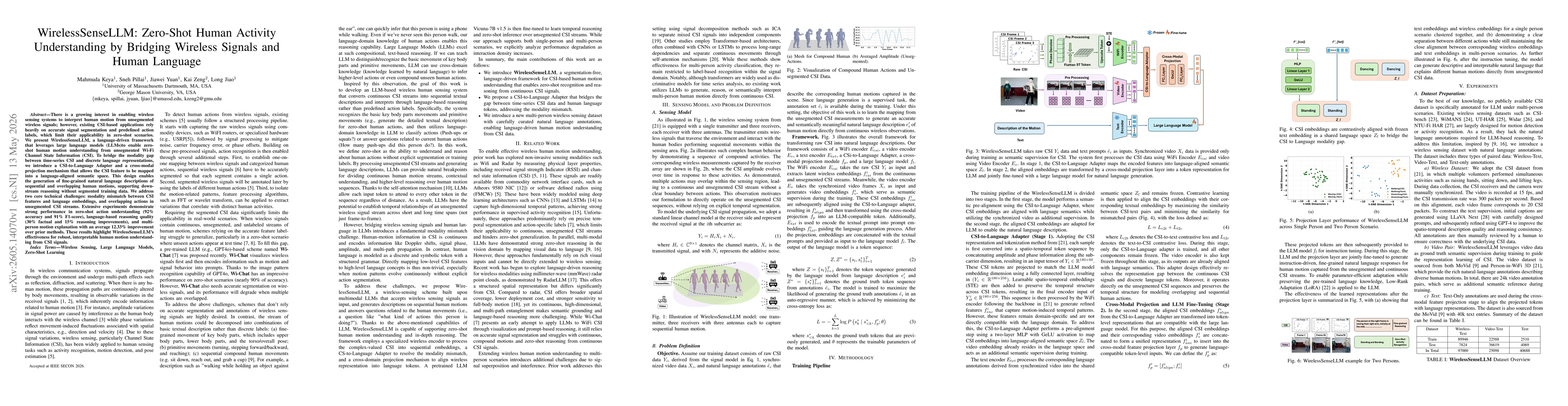 Thumbnail for WirelessSenseLLM: Zero-Shot Human Activity Understanding by Bridging Wireless Signals and Human Language