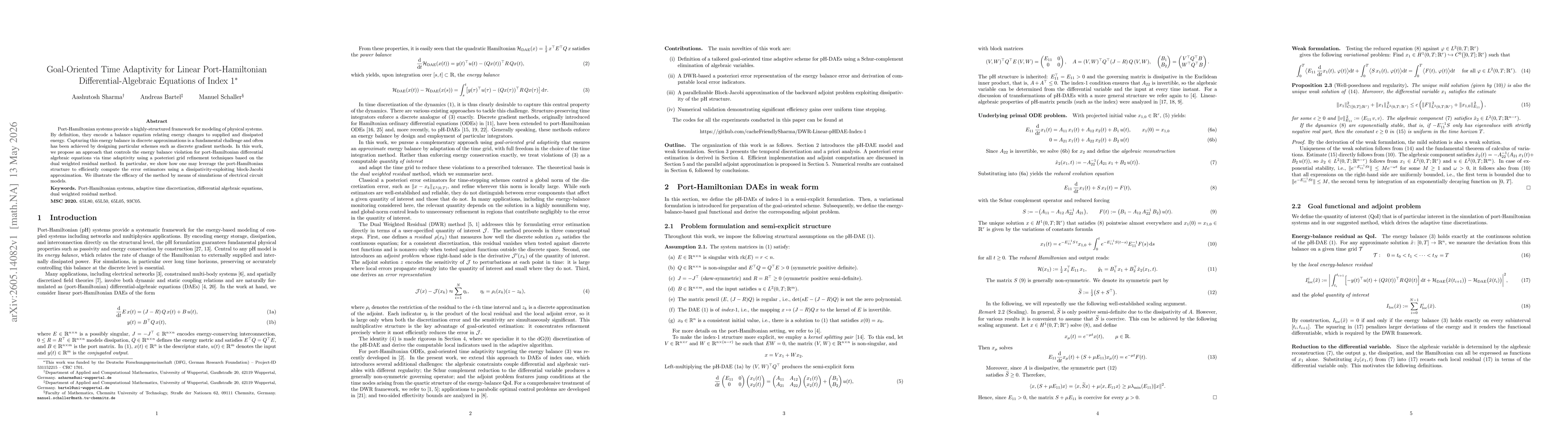Thumbnail for Goal-Oriented Time Adaptivity for Linear Port-Hamiltonian Differential-Algebraic Equations of Index~1