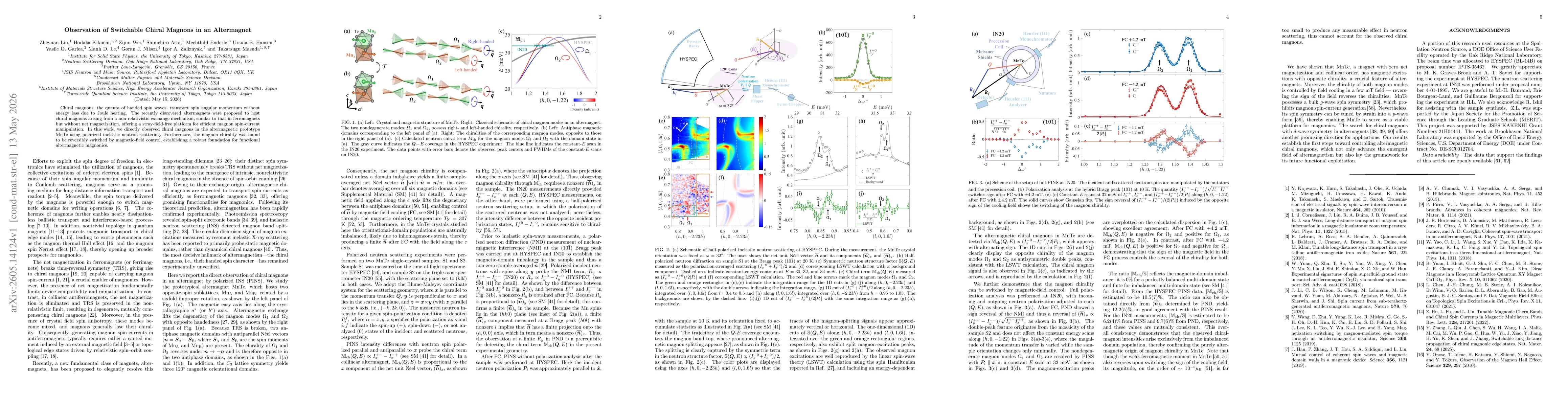 Thumbnail for Observation of Switchable Chiral Magnons in an Altermagnet