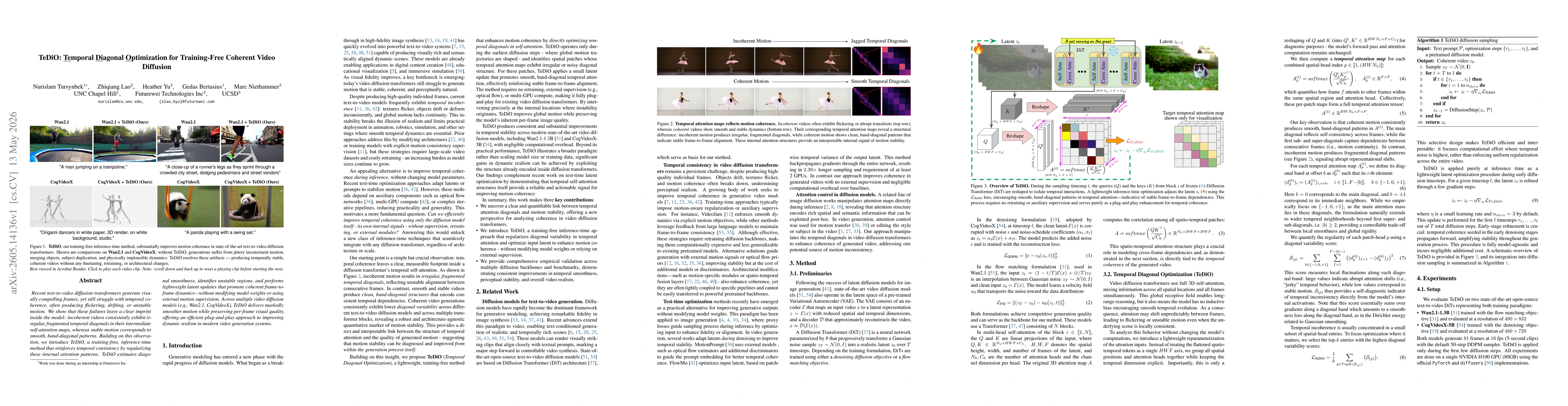 Thumbnail for TeDiO: Temporal Diagonal Optimization for Training-Free Coherent Video Diffusion