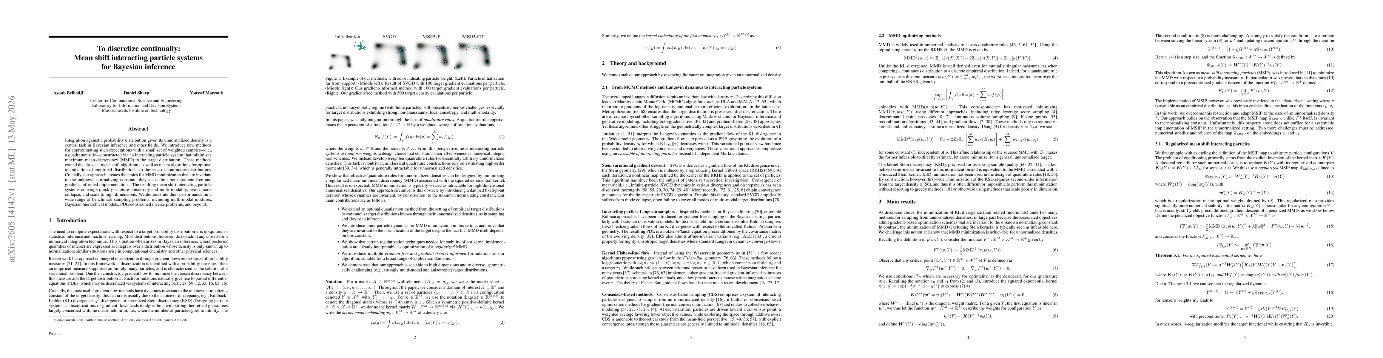 Thumbnail for To discretize continually: Mean shift interacting particle systems for Bayesian inference