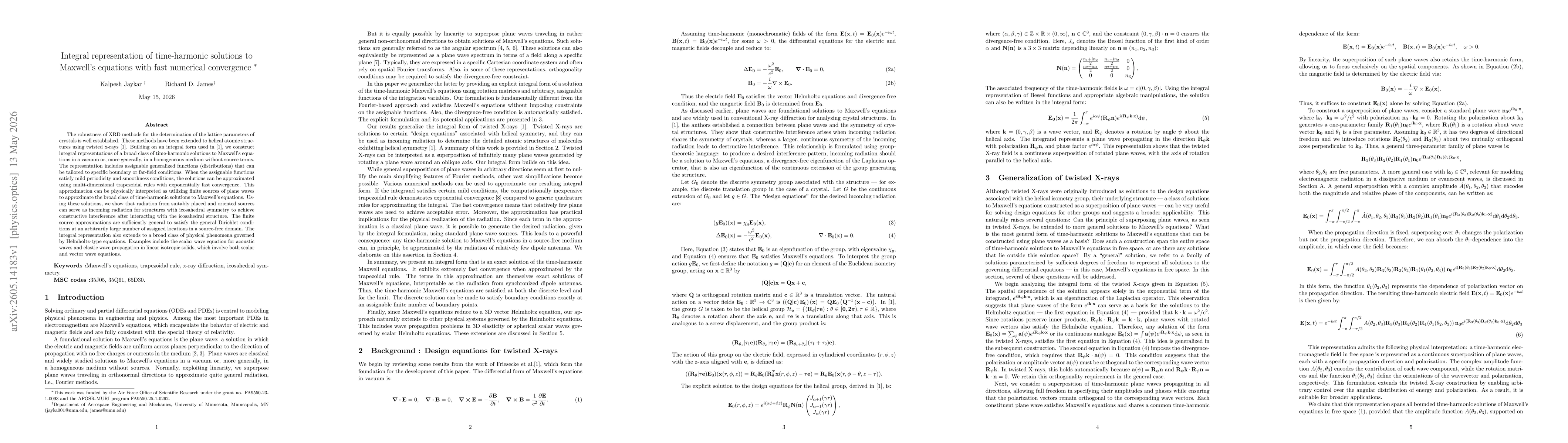 Thumbnail for Integral representation of time-harmonic solutions to Maxwell's equations with fast numerical convergence