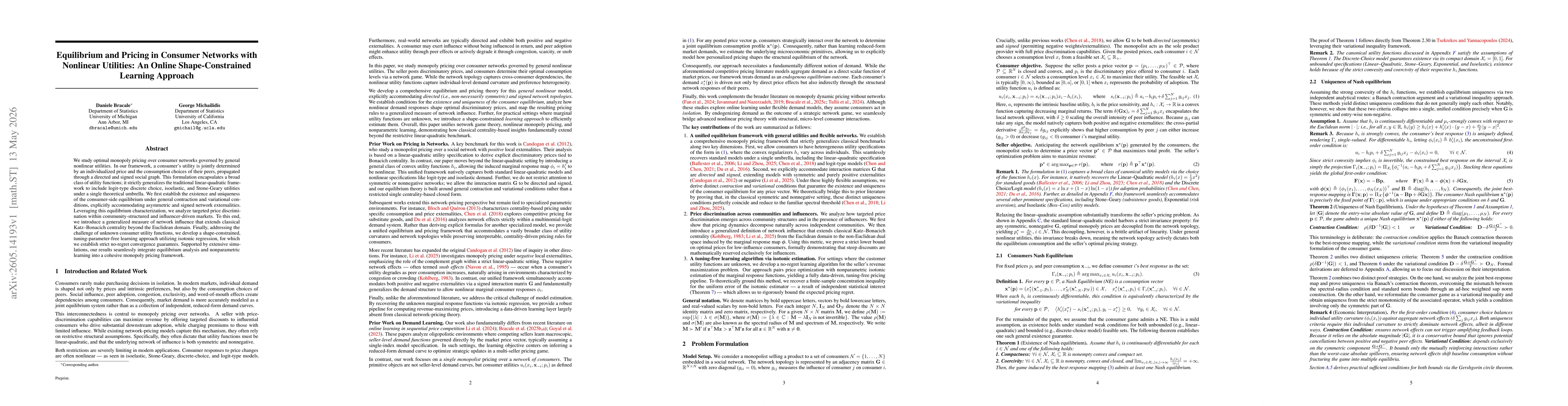 Thumbnail for Equilibrium and Pricing in Consumer Networks with Nonlinear Utilities: An Online Shape-Constrained Learning Approach