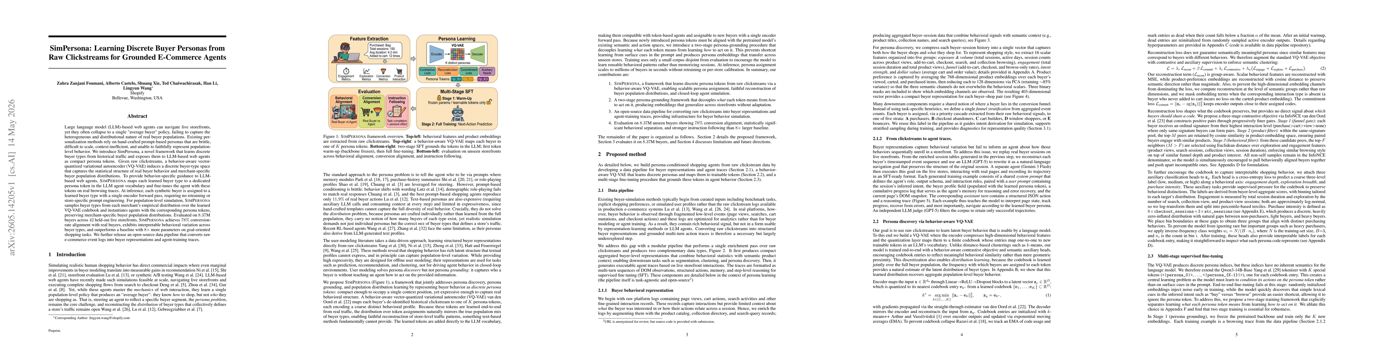 Thumbnail for SimPersona: Learning Discrete Buyer Personas from Raw Clickstreams for Grounded E-Commerce Agents