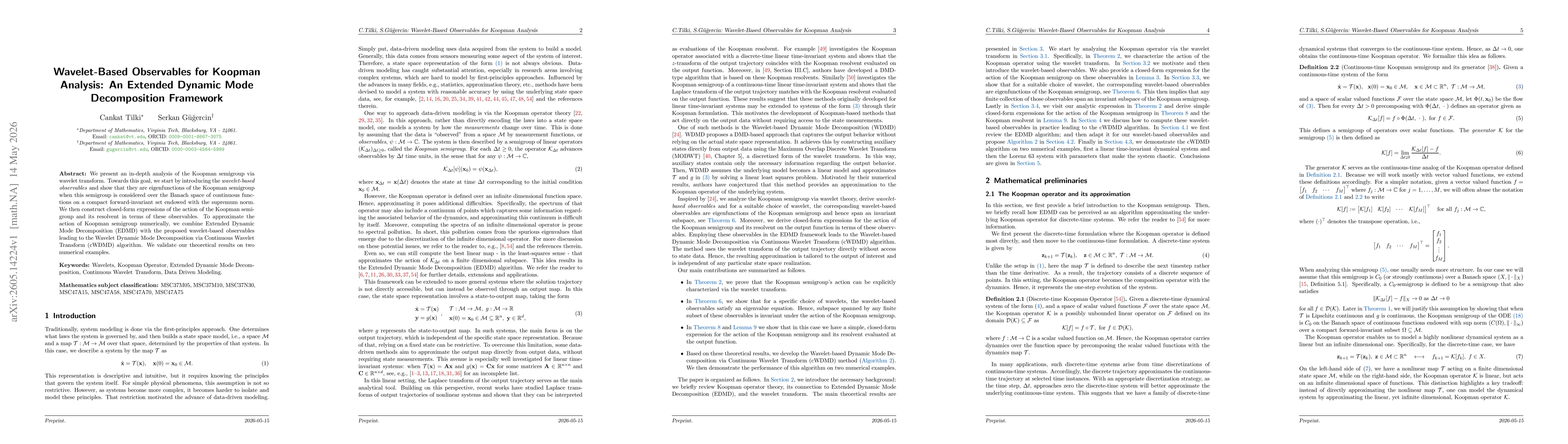 Thumbnail for Wavelet-Based Observables for Koopman Analysis: An Extended Dynamic Mode Decomposition Framework