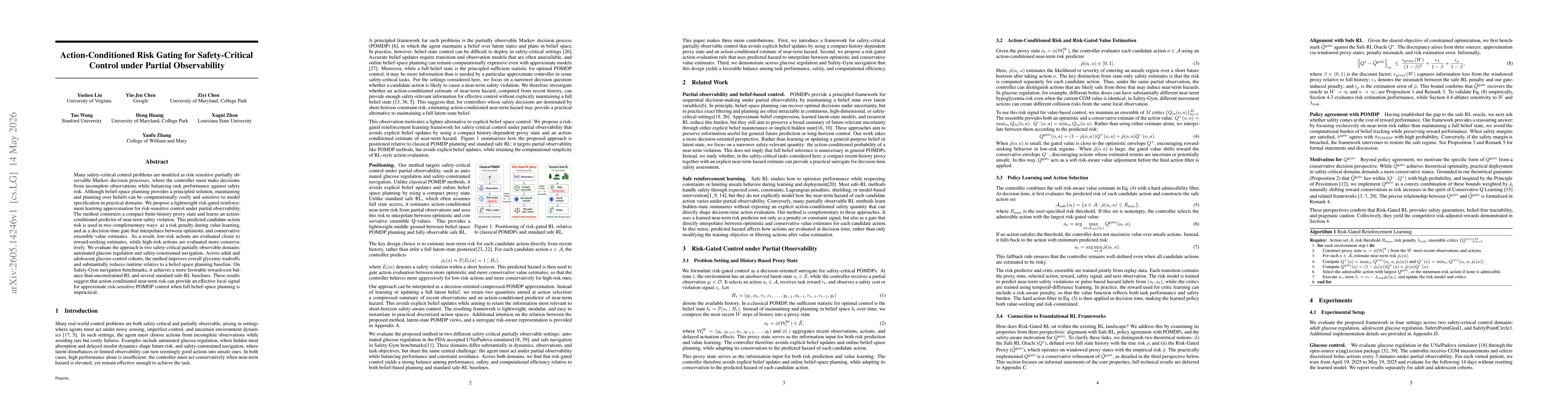 Thumbnail for Action-Conditioned Risk Gating for Safety-Critical Control under Partial Observability
