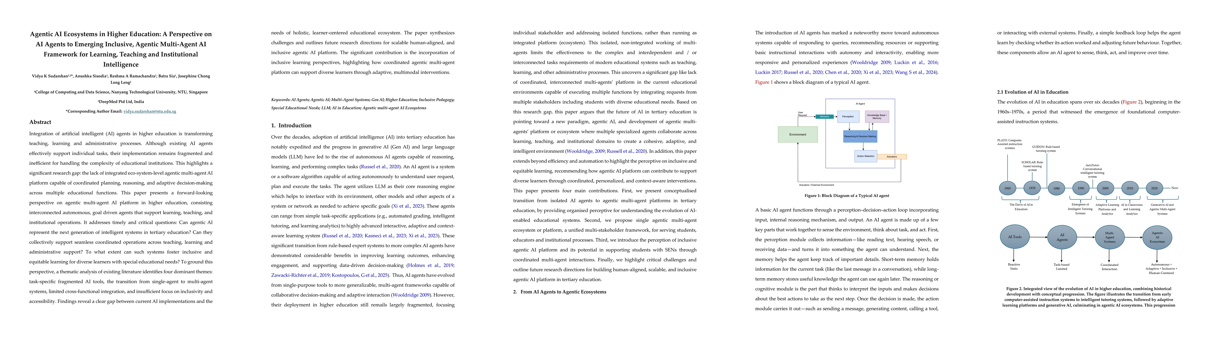 Thumbnail for Agentic AI Ecosystems in Higher Education: A Perspective on AI Agents to Emerging Inclusive, Agentic Multi-Agent AI Framework for Learning, Teaching and Institutional Intelligence