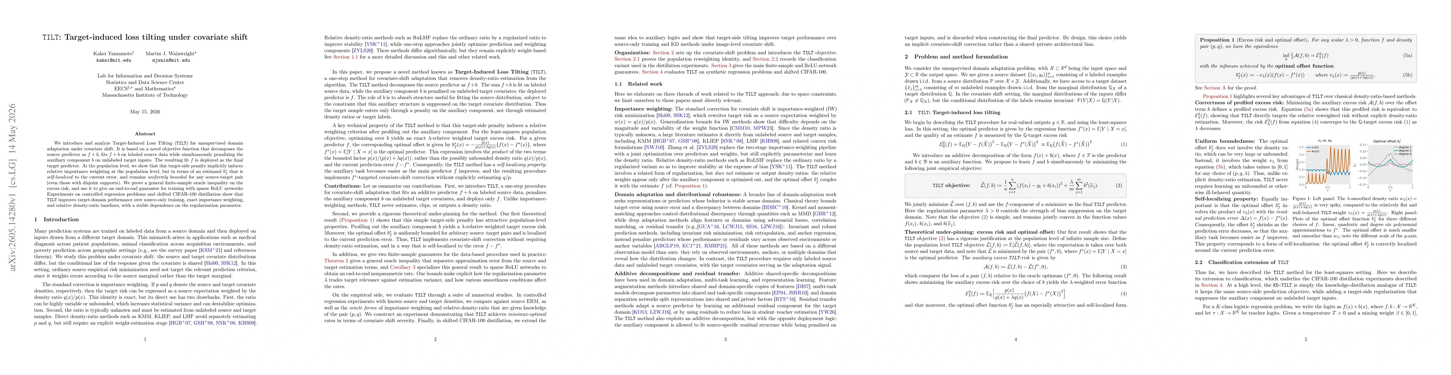 Thumbnail for TILT: Target-induced loss tilting under covariate shift