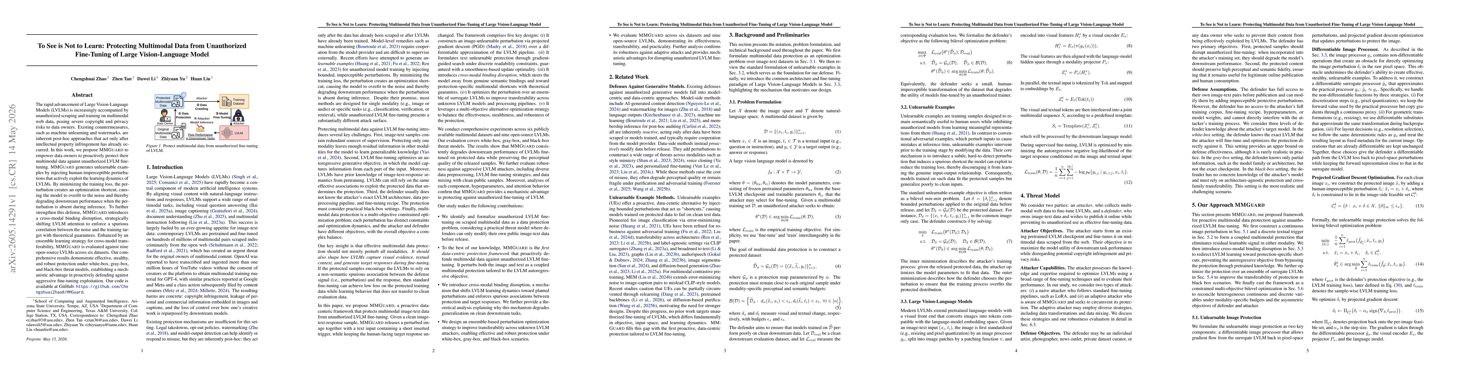 Thumbnail for To See is Not to Learn: Protecting Multimodal Data from Unauthorized Fine-Tuning of Large Vision-Language Model