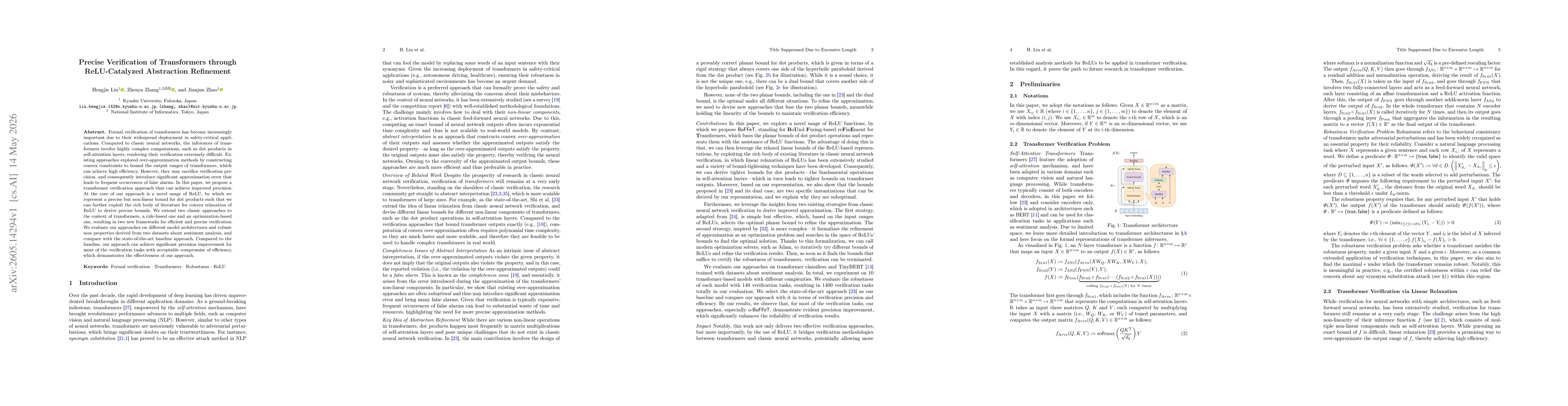 Thumbnail for Precise Verification of Transformers through ReLU-Catalyzed Abstraction Refinement