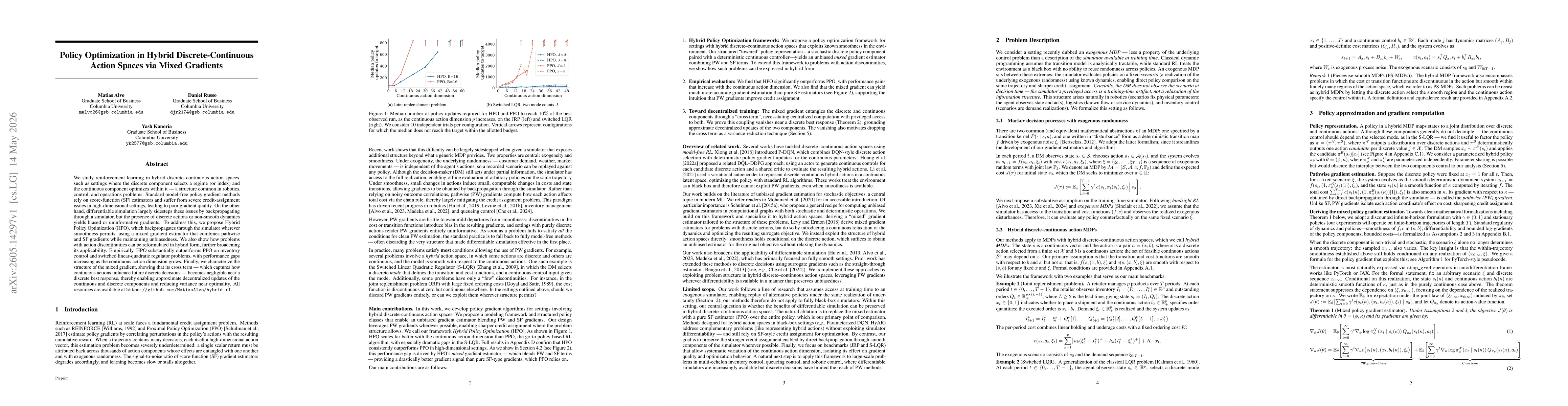 Thumbnail for Policy Optimization in Hybrid Discrete-Continuous Action Spaces via Mixed Gradients
