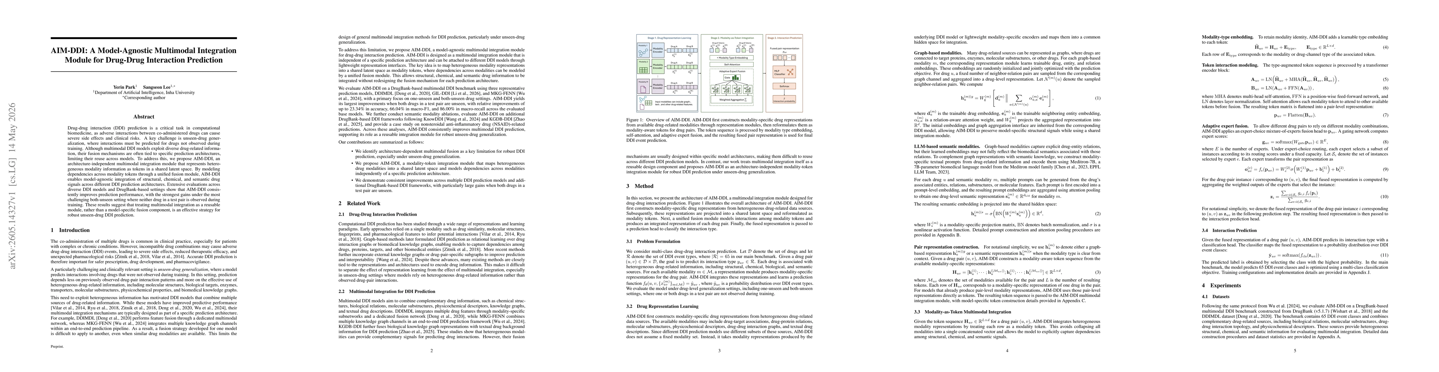 Thumbnail for AIM-DDI: A Model-Agnostic Multimodal Integration Module for Drug-Drug Interaction Prediction