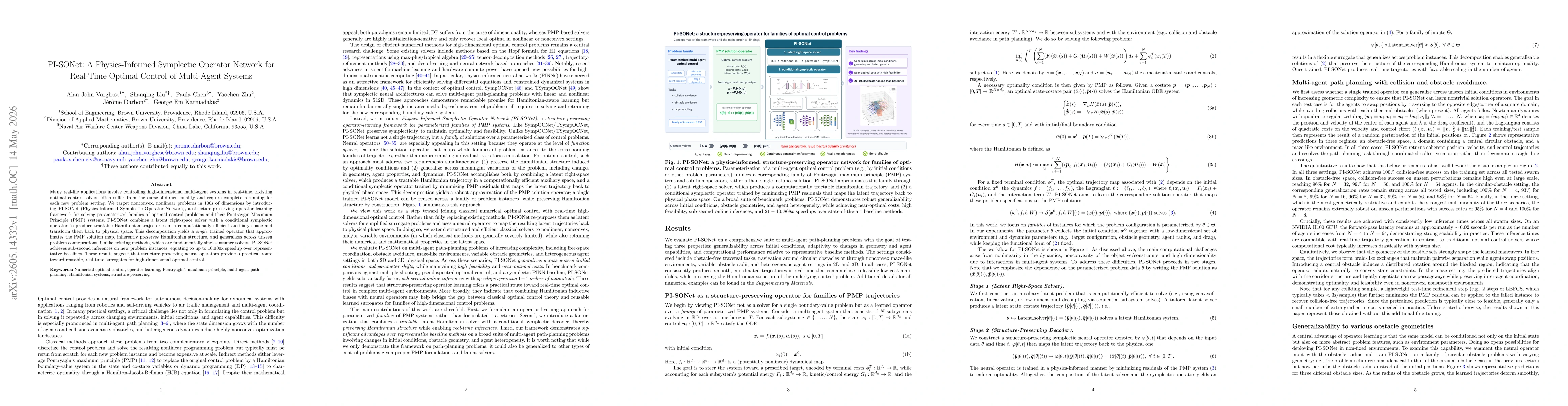 Thumbnail for PI-SONet: A Physics-Informed Symplectic Operator Network for Real-Time Optimal Control of Multi-Agent Systems