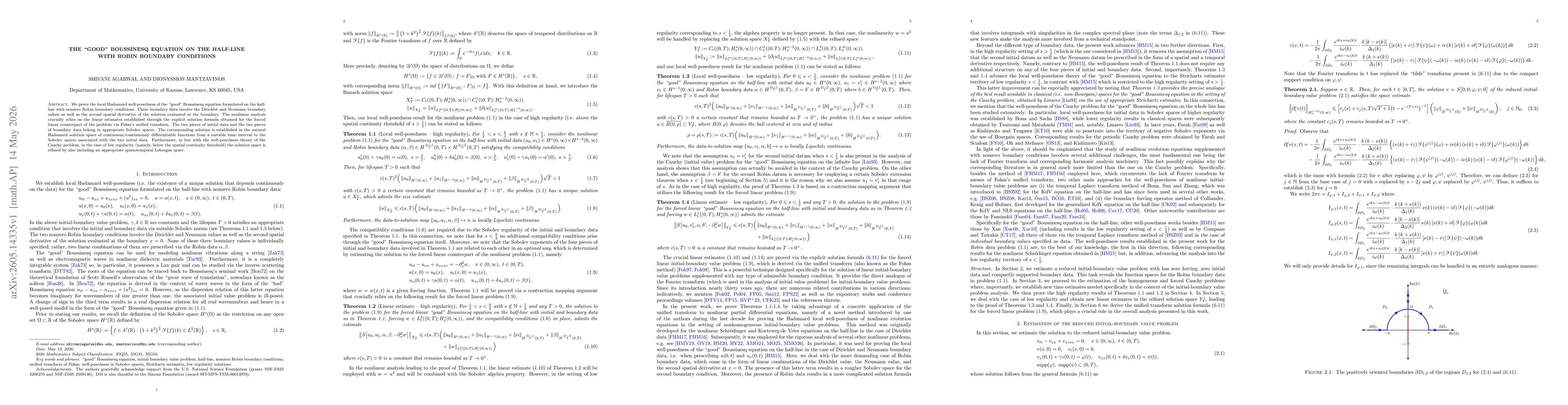 Thumbnail for The "good" Boussinesq equation on the half-line with Robin boundary conditions