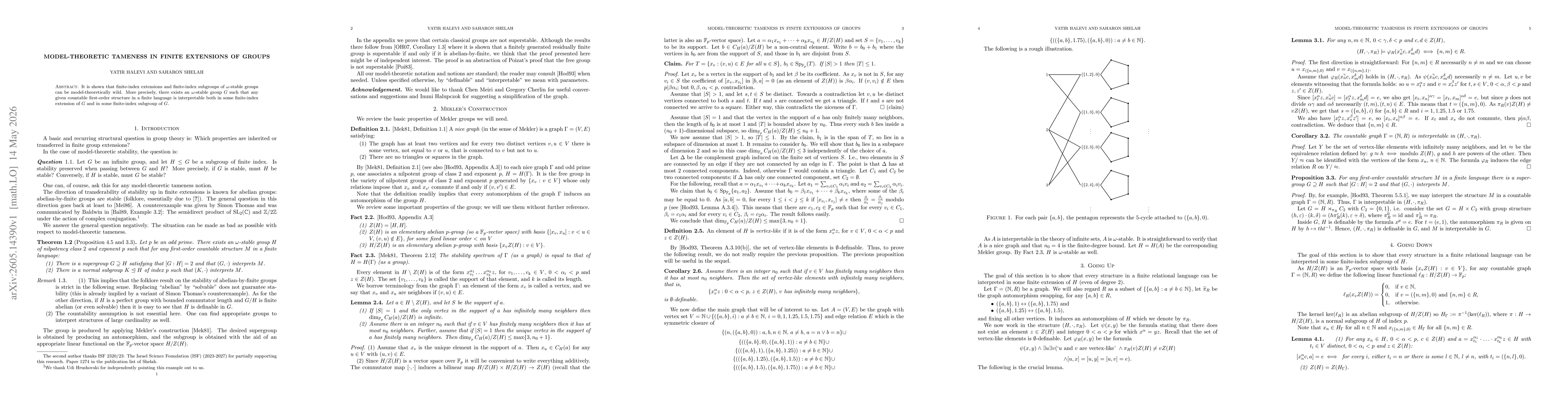 Thumbnail for Model-theoretic Tameness in finite extensions of groups