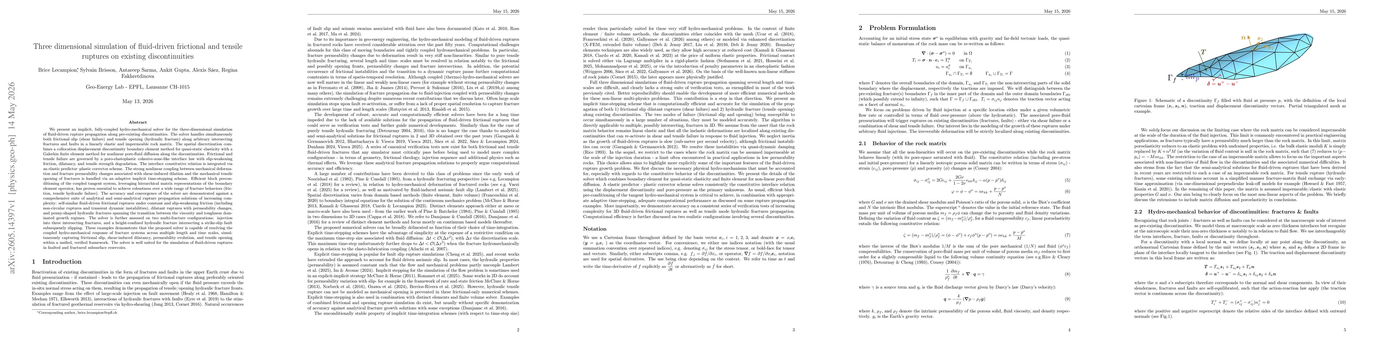 Thumbnail for Three dimensional simulation of fluid-driven frictional and tensile ruptures on existing discontinuities
