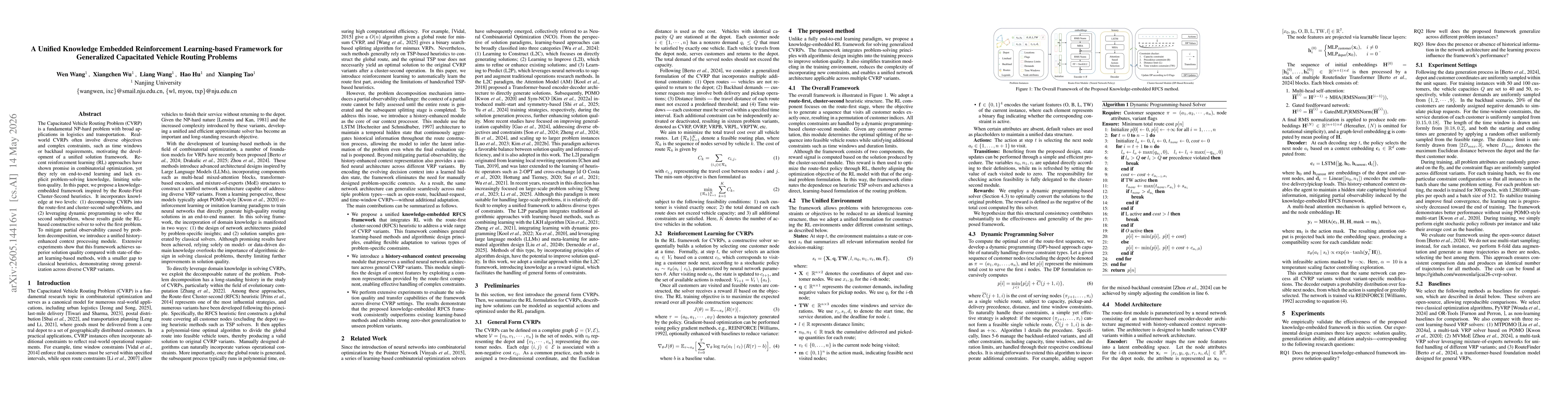 Thumbnail for A Unified Knowledge Embedded Reinforcement Learning-based Framework for Generalized Capacitated Vehicle Routing Problems