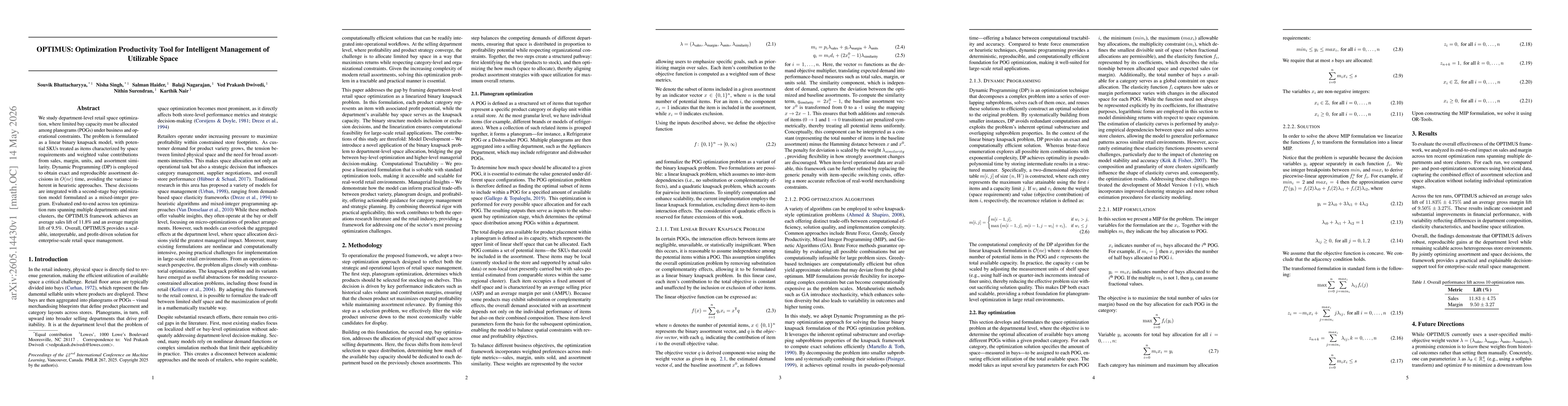 Thumbnail for OPTIMUS: Optimization Productivity Tool for Intelligent Management of Utilizable Space