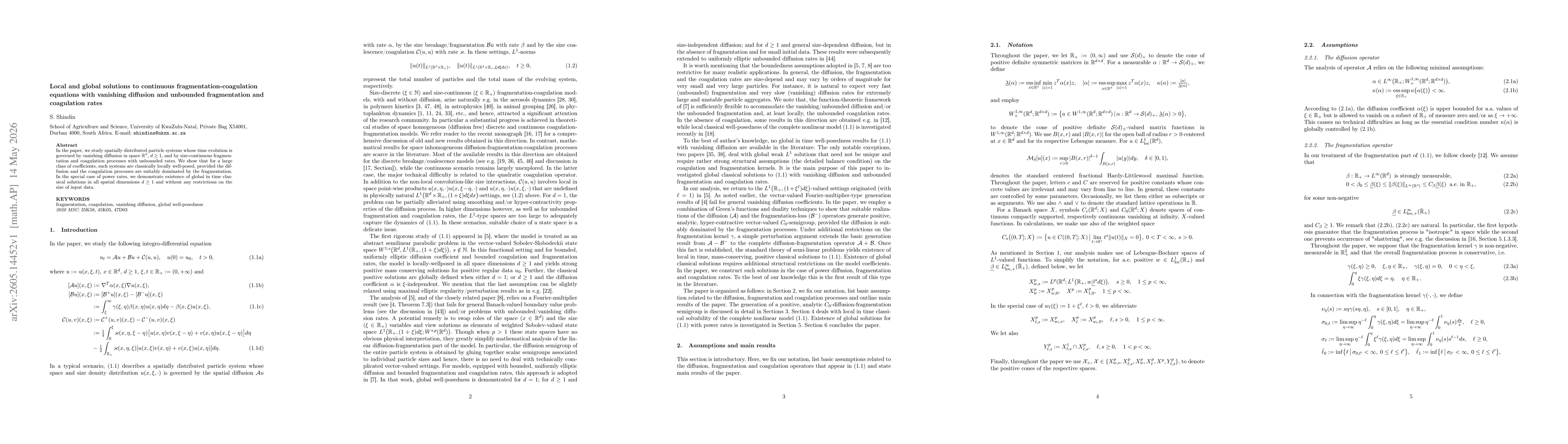 Thumbnail for Local and global solutions to continuous fragmentation-coagulation equations with vanishing diffusion and unbounded fragmentation and coagulation rates