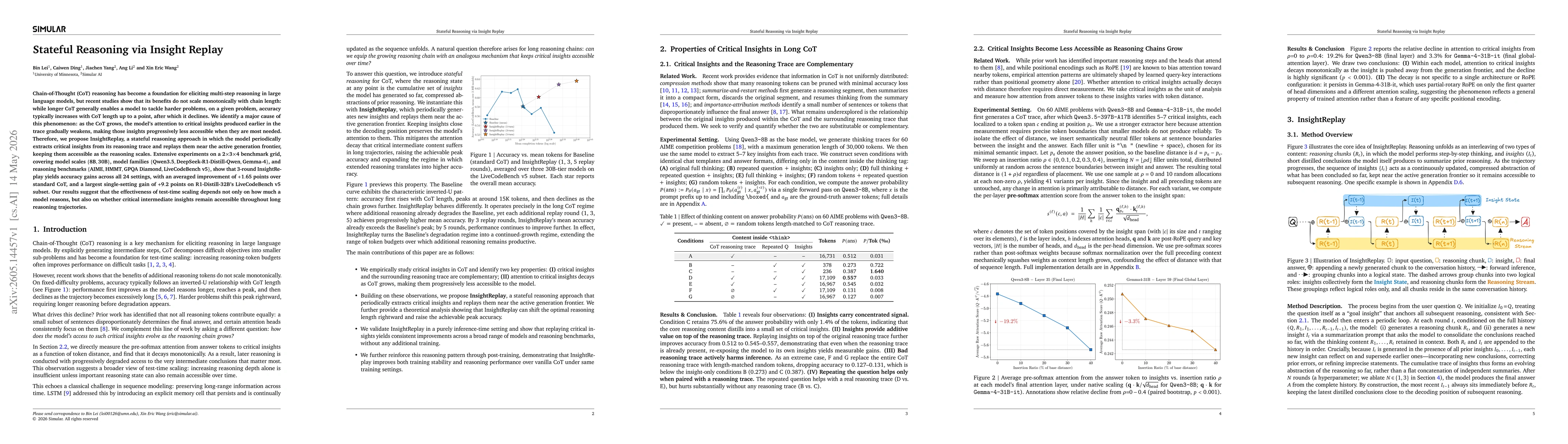Thumbnail for Stateful Reasoning via Insight Replay