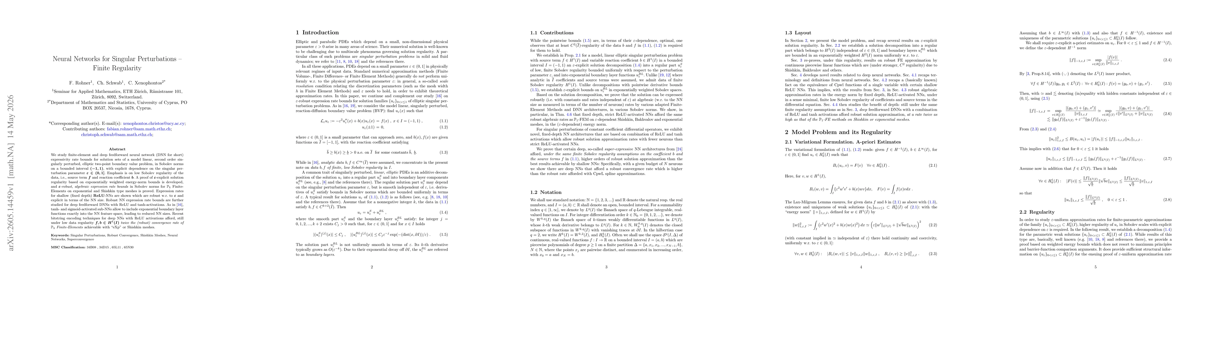 Thumbnail for Neural Networks for Singular Perturbations -- Finite Regularity