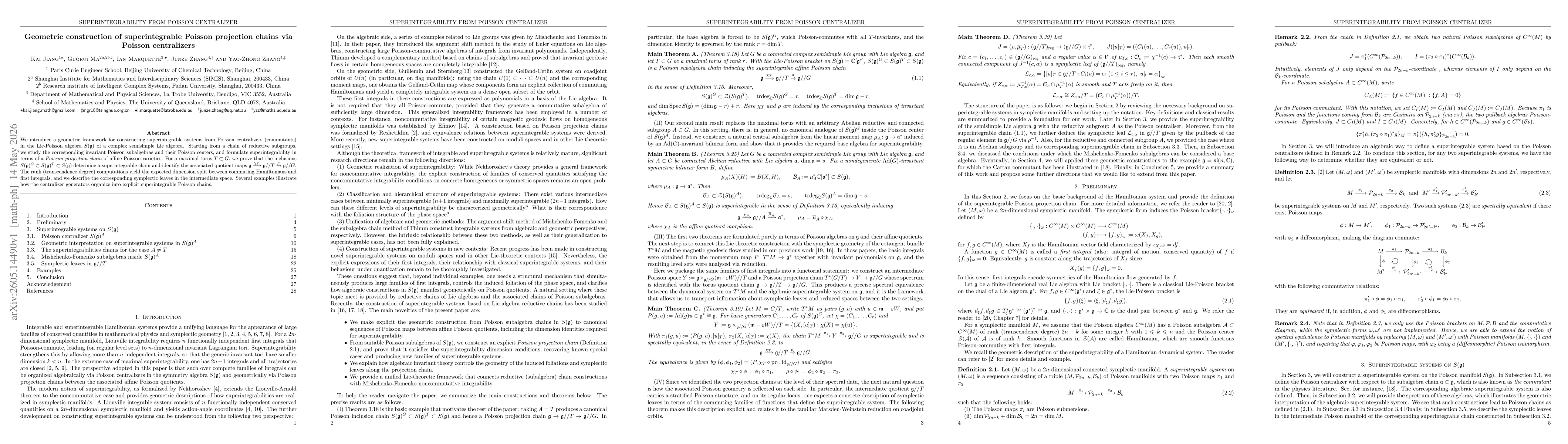 Thumbnail for Geometric construction of superintegrable Poisson projection chains via Poisson centralizers