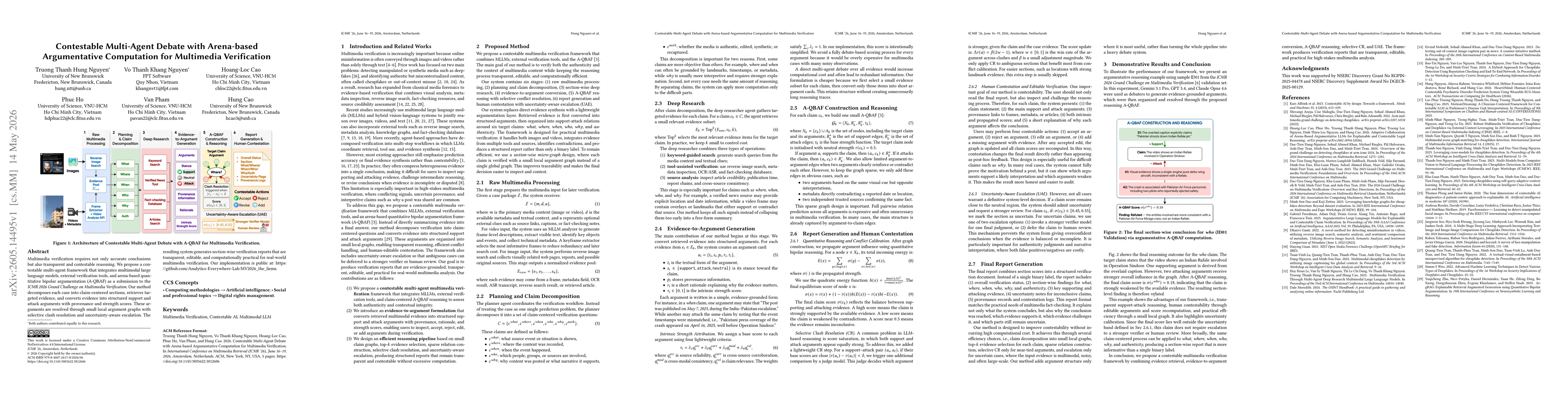 Thumbnail for Contestable Multi-Agent Debate with Arena-based Argumentative Computation for Multimedia Verification