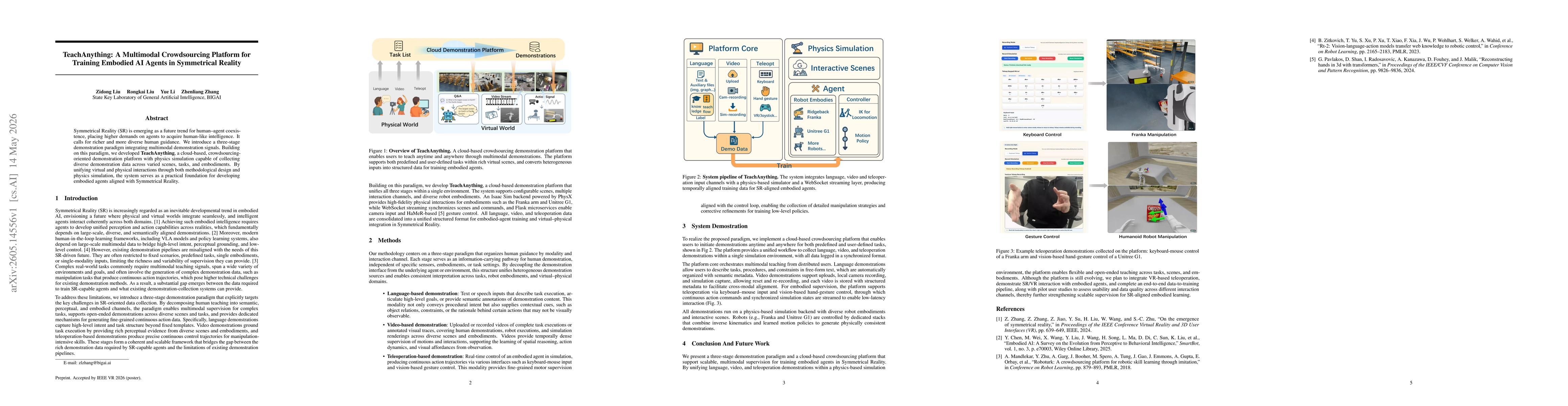 Thumbnail for TeachAnything: A Multimodal Crowdsourcing Platform for Training Embodied AI Agents in Symmetrical Reality