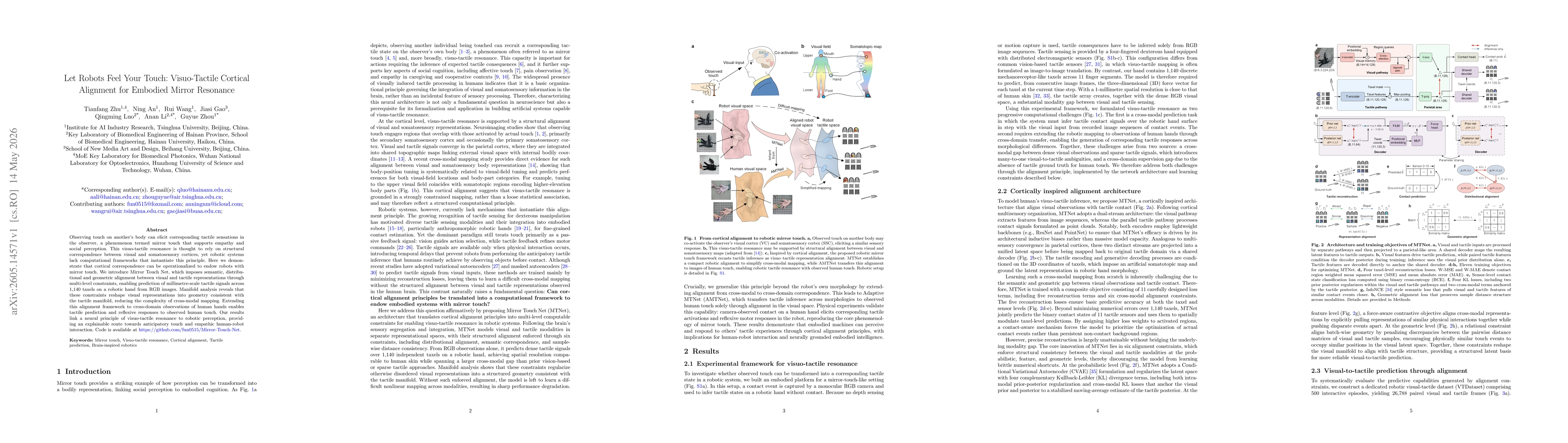 Thumbnail for Let Robots Feel Your Touch: Visuo-Tactile Cortical Alignment for Embodied Mirror Resonance