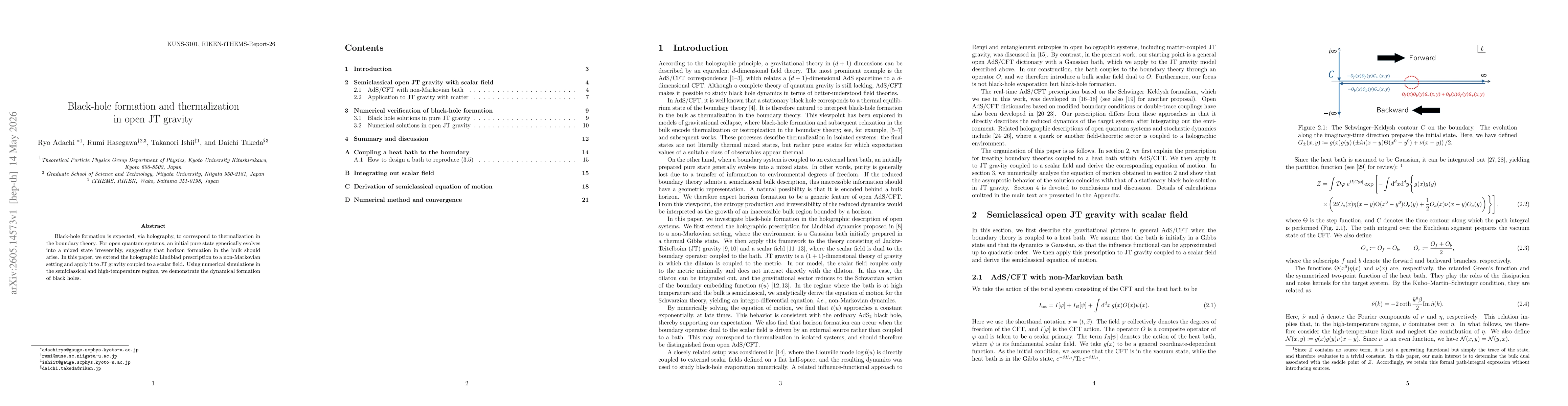 Thumbnail for Black-hole formation and thermalization in open JT gravity