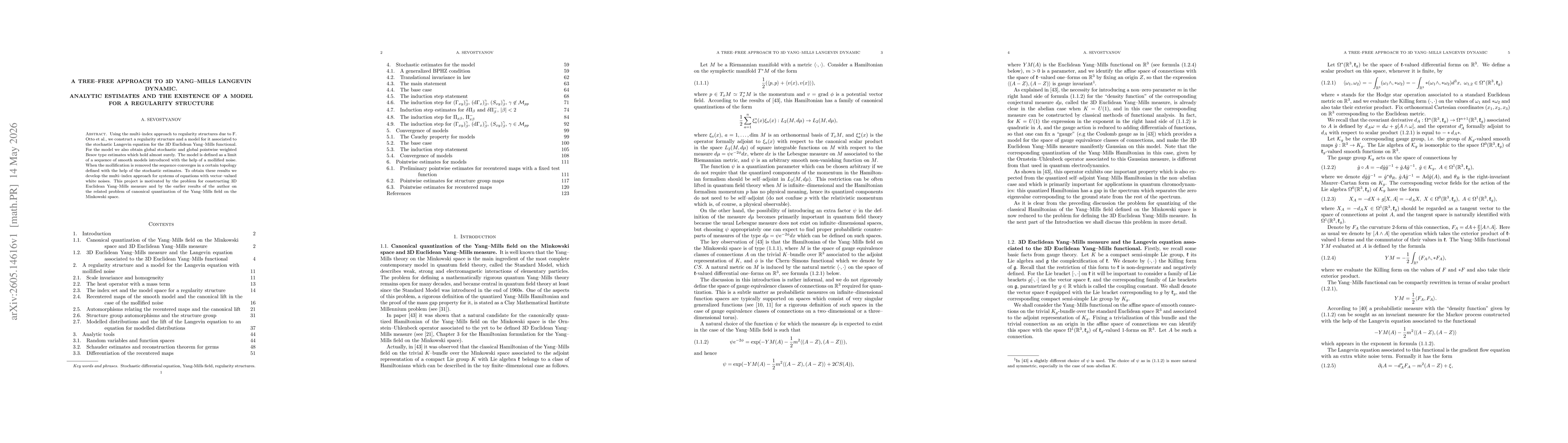 Thumbnail for A tree-free approach to 3D Yang-Mills Langevin dynamic. Analytic estimates and the existence of a model for a regularity structure