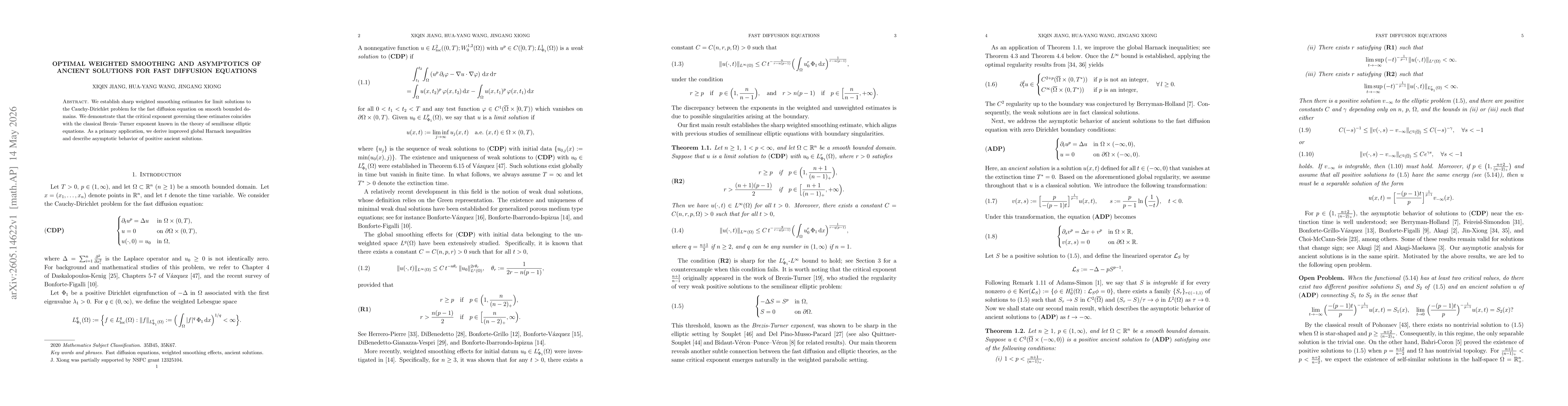 Thumbnail for Optimal Weighted Smoothing and Asymptotics of Ancient Solutions for Fast Diffusion Equations