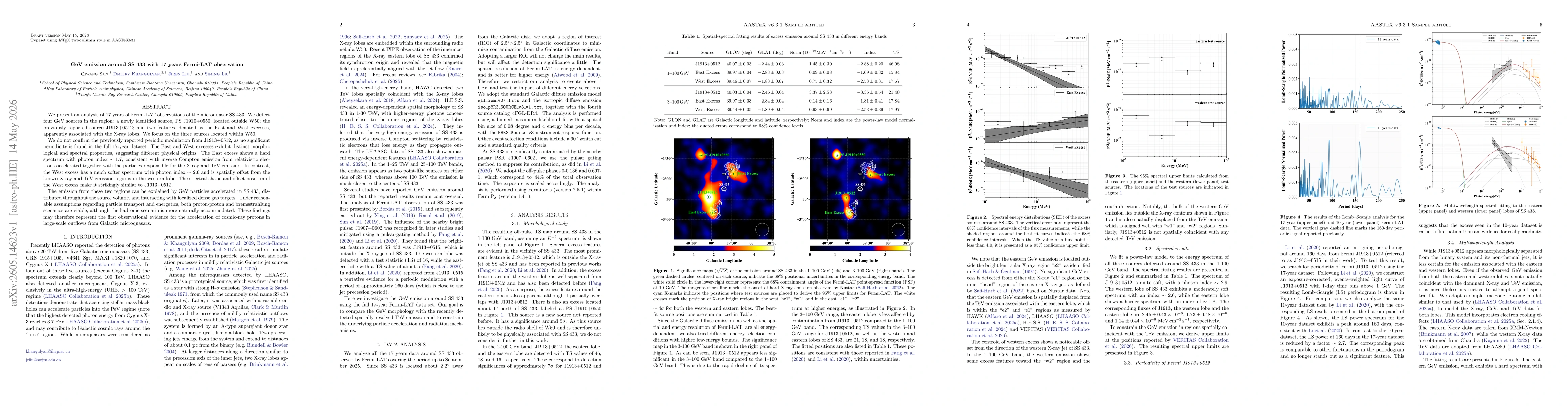 Thumbnail for GeV emission around SS 433 with 17 years Fermi-LAT observation