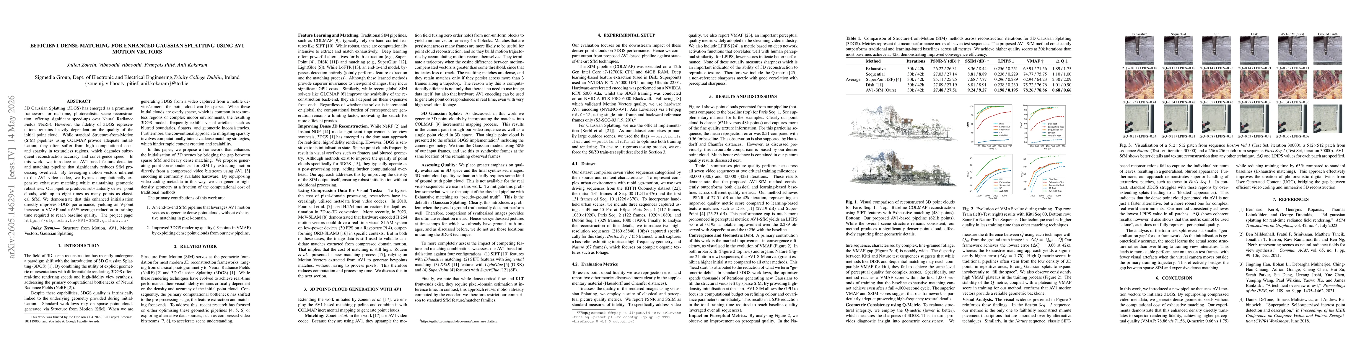 Thumbnail for Efficient Dense Matching for Enhanced Gaussian Splatting Using AV1 Motion Vectors