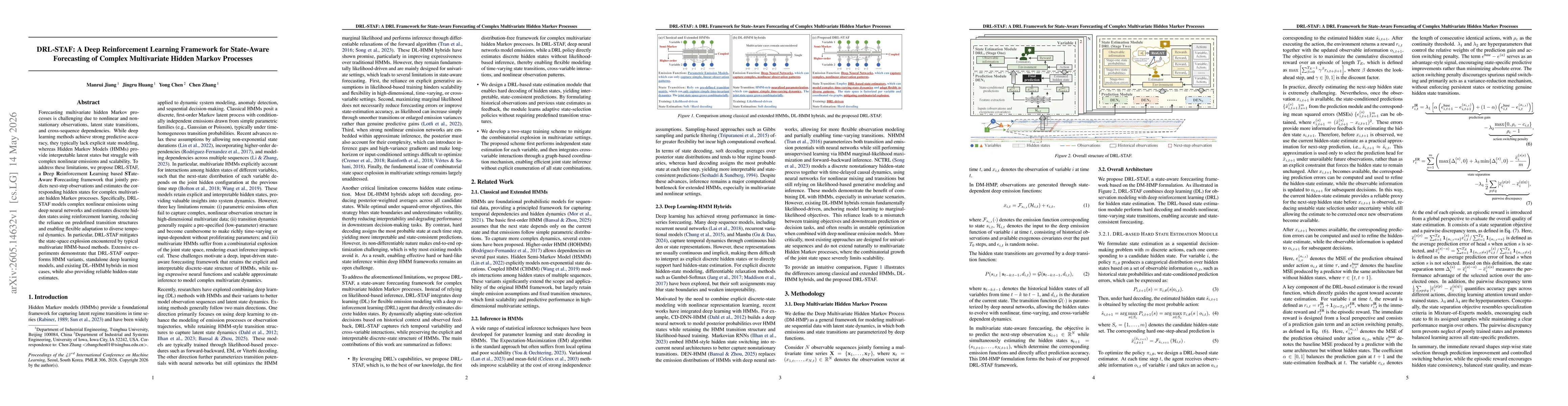 Thumbnail for DRL-STAF: A Deep Reinforcement Learning Framework for State-Aware Forecasting of Complex Multivariate Hidden Markov Processes
