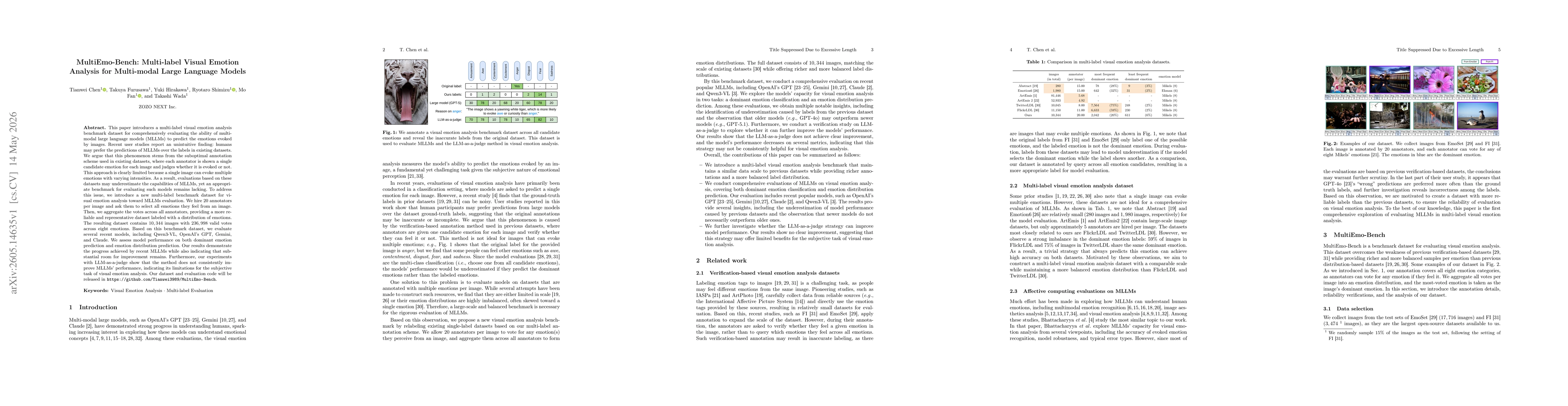 Thumbnail for MultiEmo-Bench: Multi-label Visual Emotion Analysis for Multi-modal Large Language Models