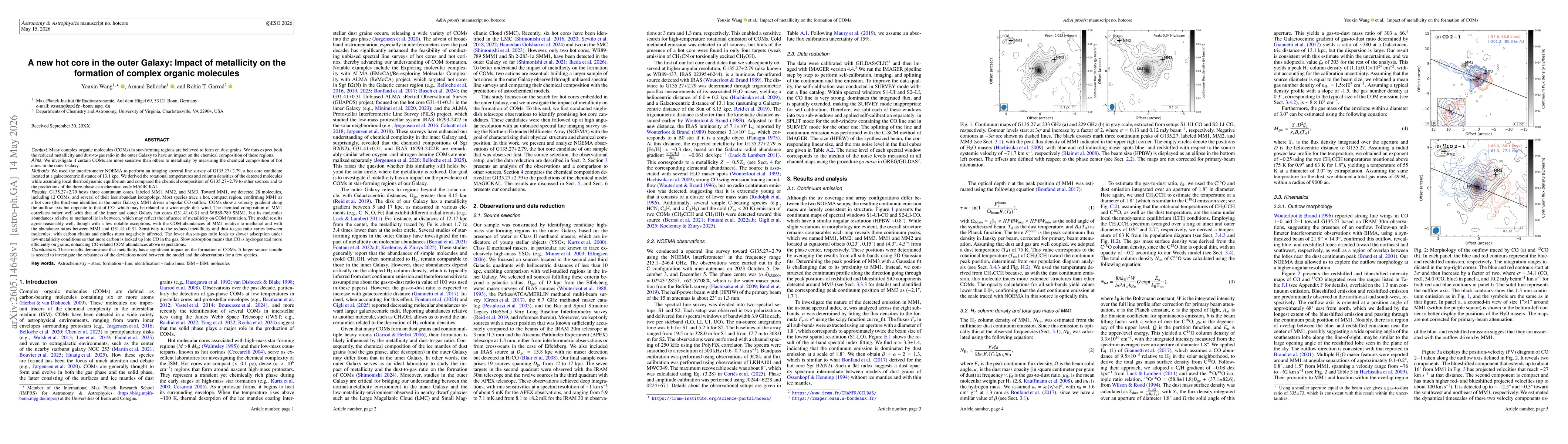 Thumbnail for A new hot core in the outer Galaxy: Impact of metallicity on the formation of complex organic molecules