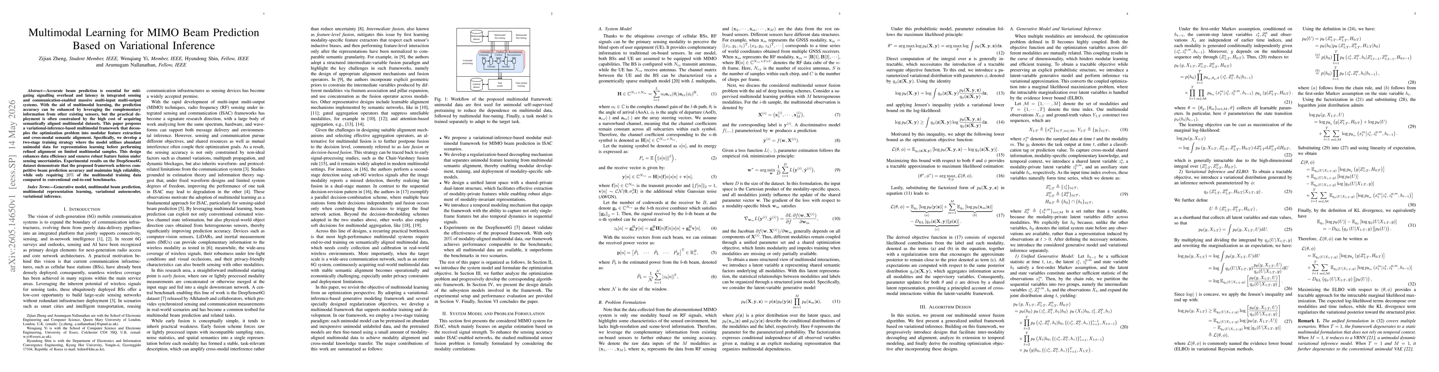 Thumbnail for Multimodal Learning for MIMO Beam Prediction Based on Variational Inference