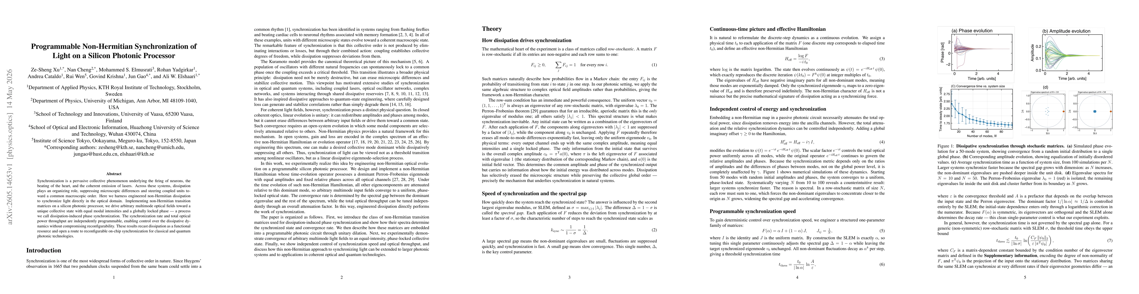 Thumbnail for Programmable Non-Hermitian Synchronization of Light on a Silicon Photonic Processor