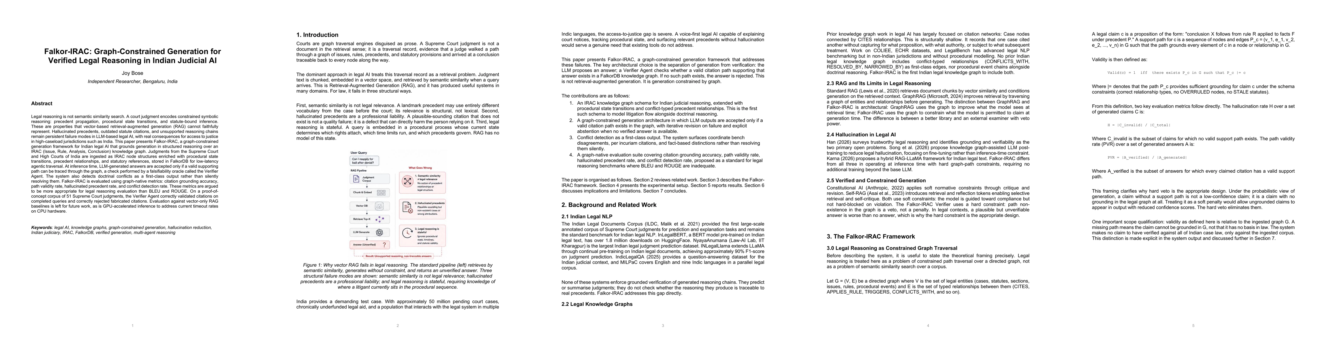 Thumbnail for Falkor-IRAC: Graph-Constrained Generation for Verified Legal Reasoning in Indian Judicial AI