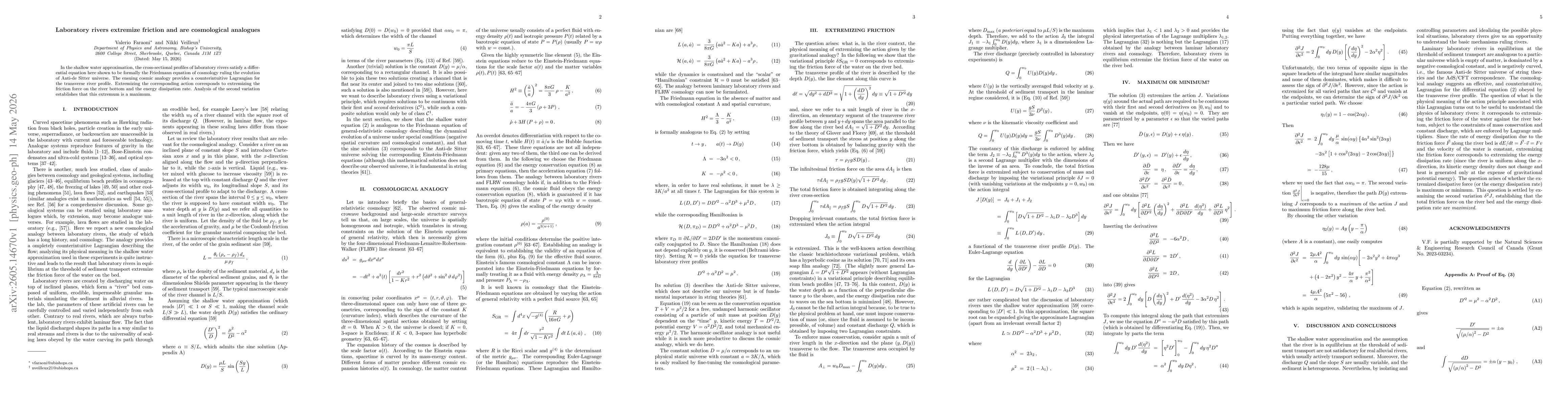 Thumbnail for Laboratory rivers extremize friction and are cosmological analogues
