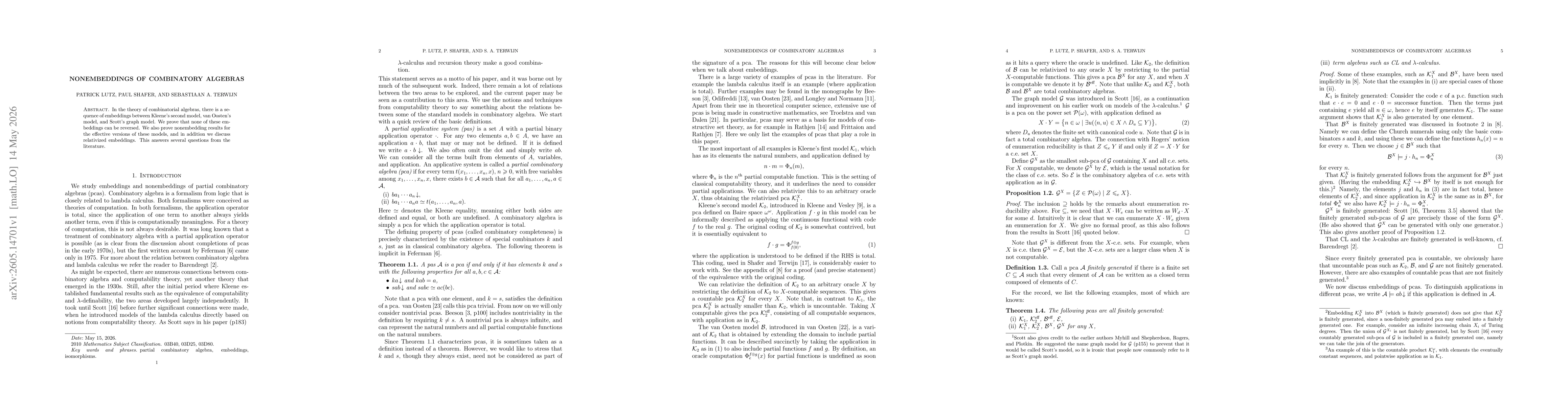 Thumbnail for Nonembeddings of Combinatory Algebras
