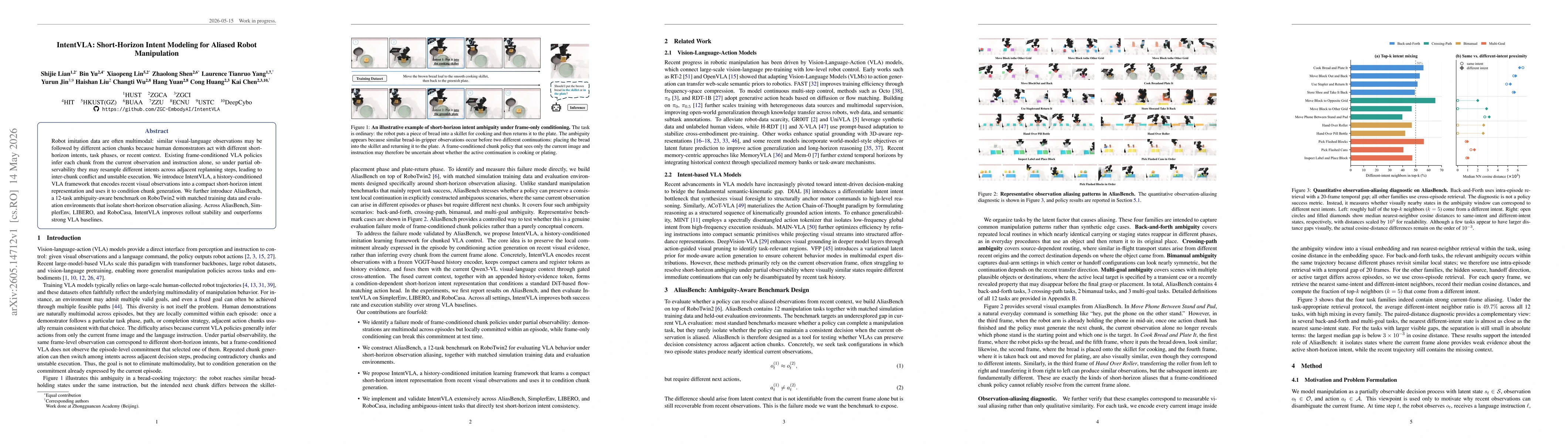Thumbnail for IntentVLA: Short-Horizon Intent Modeling for Aliased Robot Manipulation