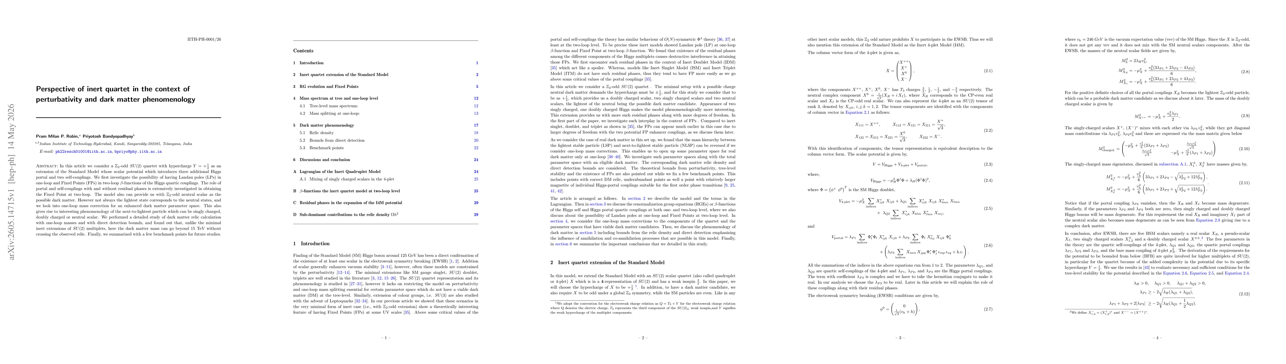 Thumbnail for Perspective of inert quartet in the context of perturbativity and dark matter phenomenology