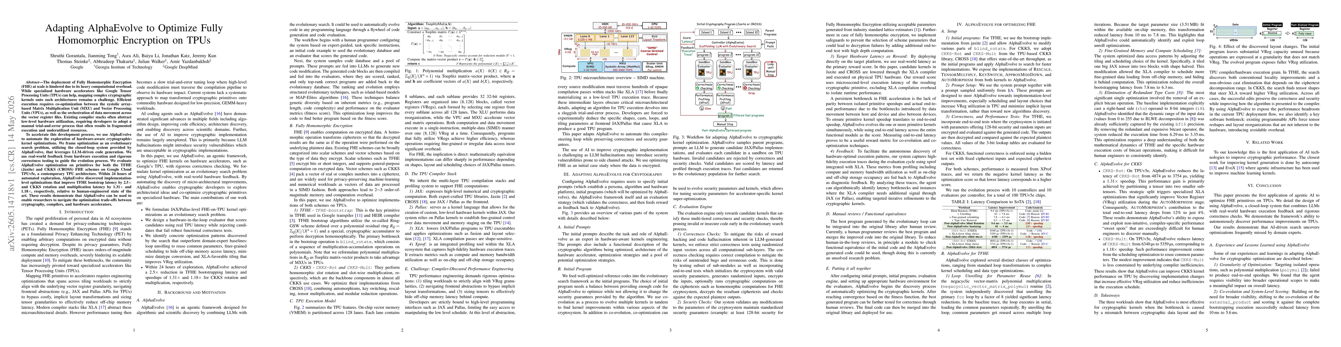 Thumbnail for Adapting AlphaEvolve to Optimize Fully Homomorphic Encryption on TPUs