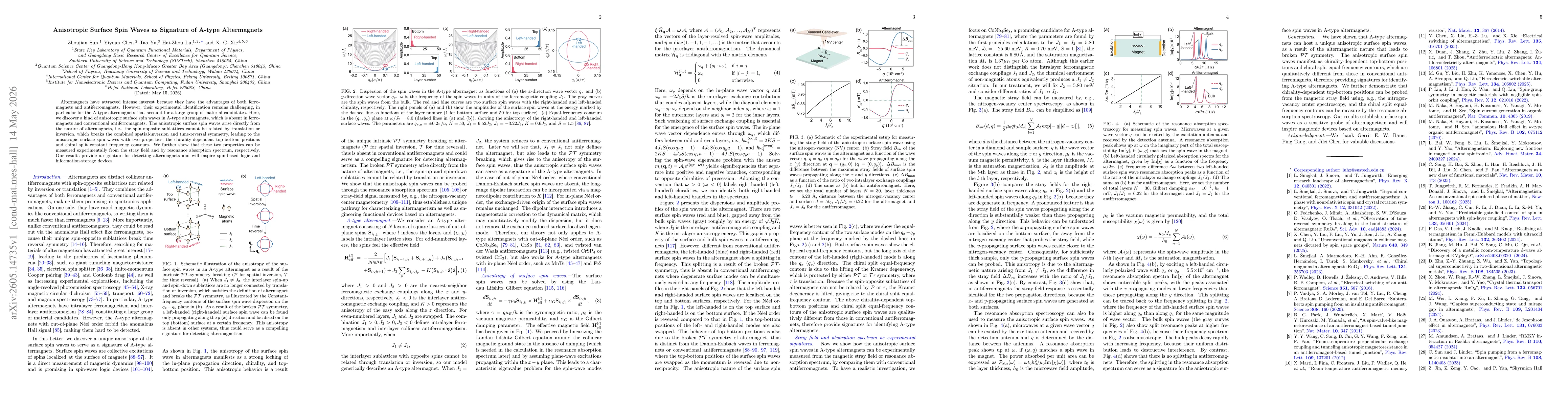Thumbnail for Anisotropic Surface Spin Waves as Signature of A-type Altermagnets